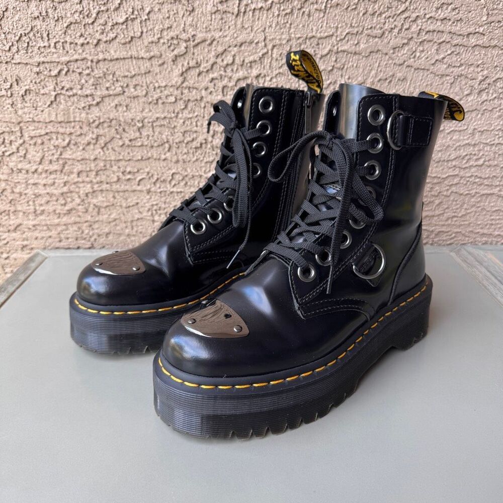 Dr Martens Jadon Alt Platform Boots Women 8US Black Buttero Leather Quad Chunky
